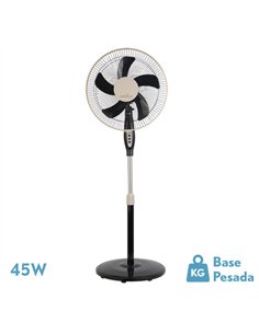 Ventilador De Pie Belmonte Negro/beis 3 Vel.45w 5aspas Orientable