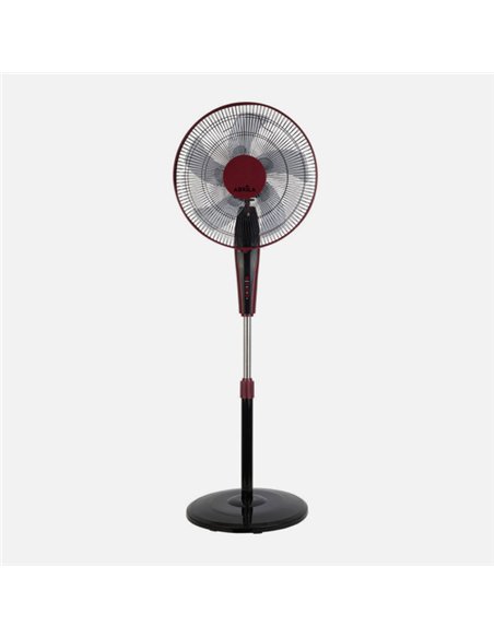 Ventilador De Pie Borlon Negro/burdeos 3 Vel.55w 5x2 aspas Orientable+ Remoto+ Temporizador Regx43x40 Cm