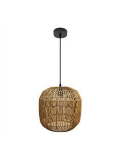 Colgante Fabio 1xe27 Negro/natural Regx33x33cm C/metal Y Rattan