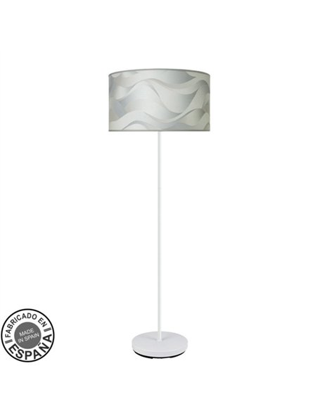 Pie Salon Moda 1xe27 Blanco/ola Gris 163x40x40cm