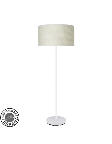 Pie Salon Moda 1xe27 Blanco/cañizo Blanco 163x40x 40 Cm