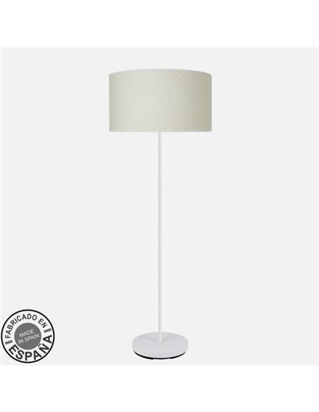 Pie Salon Moda 1xe27 Blanco/cañizo Blanco 163x40x 40 Cm