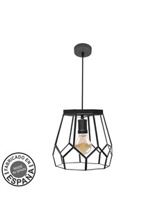 Colgante Lente Grande 1xe27 Negro Regx25x25cm