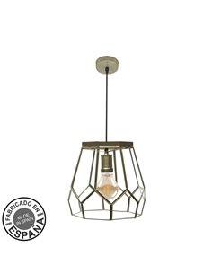 Colgante Lente Grande 1xe27 Cuero Regx25x25cm