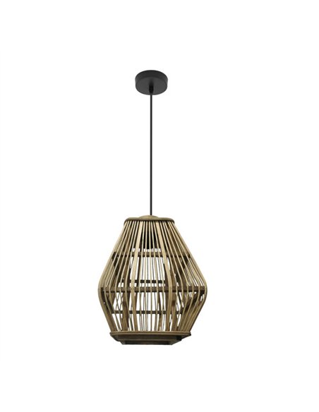 Colgante Tojar Negro/bambu Natural 1xe27 Regx23x23 Cm