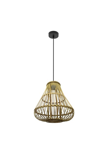 Colgante Hormos Negro/bambu Natural 1xe27 Regx35x35 Cm