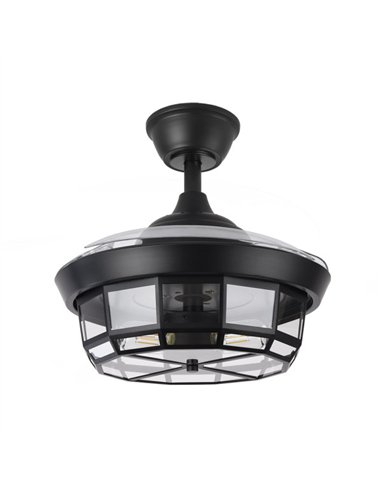 Ventilador Dc Tornado Mini Negro 3xe27 91d 3aspas Desplegables 6velocidades C/remoto Y Temporizador