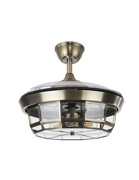 Ventilador Dc Tornado Mini Cuero 3xe27 91d 3aspas Desplegables 6velocidades C/remoto Y Temporizador
