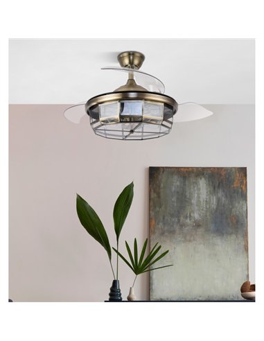 Ventilador Dc Tornado Mini Cuero 3xe27 91d 3aspas Desplegables 6velocidades C/remoto Y Temporizador