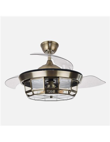 Ventilador Dc Tornado Mini Cuero 3xe27 91d 3aspas Desplegables 6velocidades C/remoto Y Temporizador