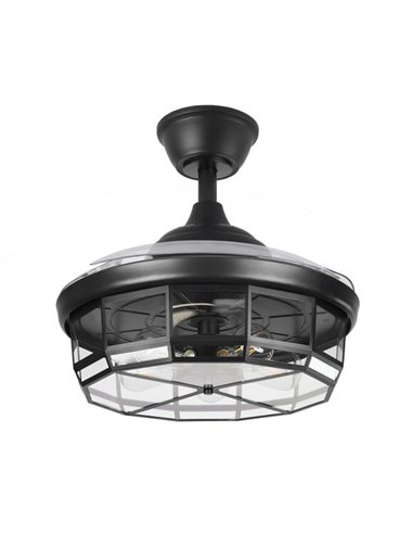 Ventilador Dc Tornado Negro 5xe27 107d 3aspas Desplegables 6velocidades C/remoto Y Temporizador