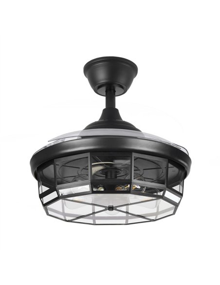 Ventilador Dc Tornado Negro 5xe27 107d 3aspas Desplegables 6velocidades C/remoto Y Temporizador