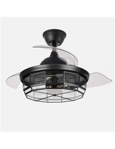 Ventilador Dc Tornado Negro 5xe27 107d 3aspas Desplegables 6velocidades C/remoto Y Temporizador