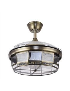 Ventilador Dc Tornado Cuero 5xe27 107d 3aspas Desplegables 6velocidades C/remoto Y Temporizador 2