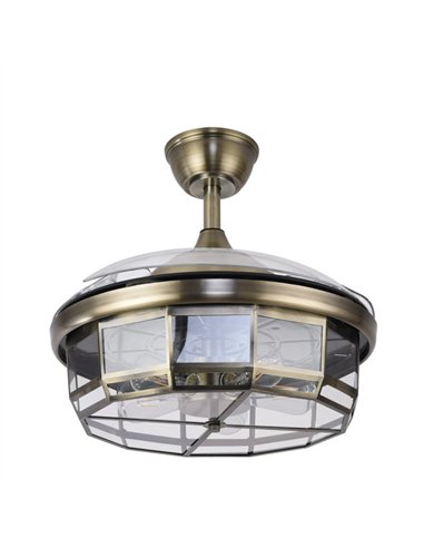 Ventilador Dc Tornado Cuero 5xe27 107d 3aspas Desplegables 6velocidades C/remoto Y Temporizador