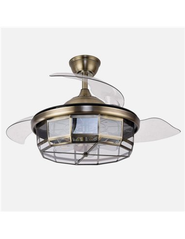 Ventilador Dc Tornado Cuero 5xe27 107d 3aspas Desplegables 6velocidades C/remoto Y Temporizador