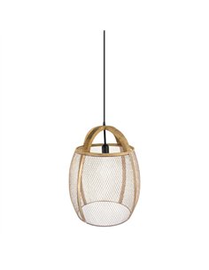 Colgante Coimbra Negro/cuero 1xe27 Regx37x37cm