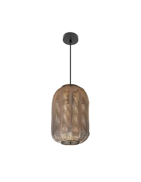 Colgante Trikala Negro/cuero Envejecido 1xe27 Regx26x26 Cm