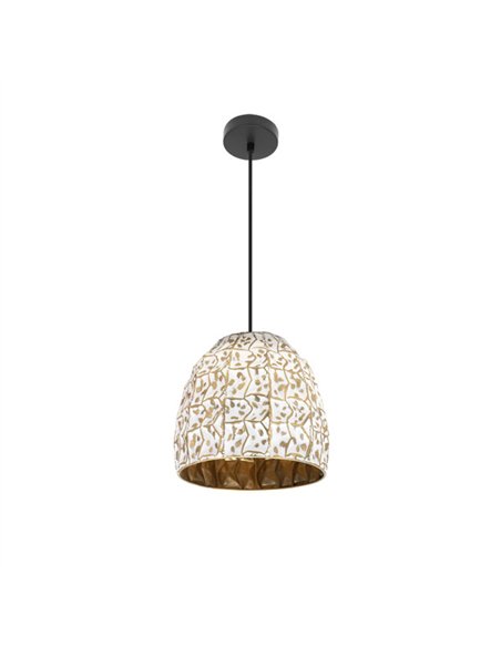 Colgante Tebas Negro/blanco/oro 1xe27 Regx33x33 Cm