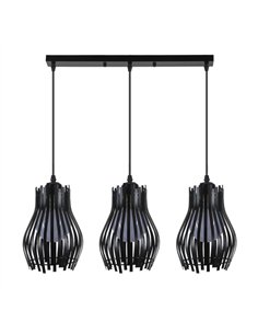 Regleta Ragusa Negra 3xe27 Regx64x16cm