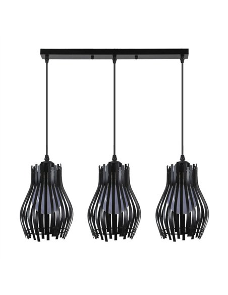 Regleta Ragusa Negra 3xe27 Regx64x16cm