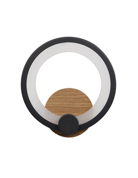 Aplique Sydney 10w 4000k Negro/madera oscura 19