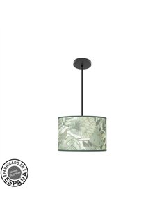 Colgante Moda 1xe27 Negro/hoja Verde Regx30x30cm