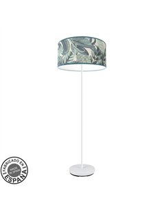 Pie De Salon Argel 1xe27 Blanco/hoja Azul 163x40x40 Cm