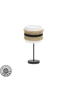 Sobremesa Angola 1xe14 Negro/blanco-yute 43x17x17cm