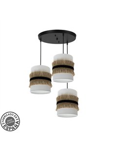 Plafon Angola 3xe27 Negro/blanco-yute Regx42x42 Cm
