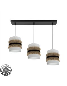 Regleta Angola 3xe27 Negro/blanco-yute Regx60x16cm