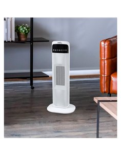 Termoventilador Ceramico Vertical Guadalupe 2000w Blanco/negro  2potencias oscilante Antivuelco C/remoto 62x21x15cm 2