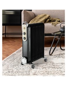 Radiador Aceite Amarantus 2500w 11elementos Negro/beis 3potencias Antivuelco Termostato Reg. Seguridad Asa 62 2