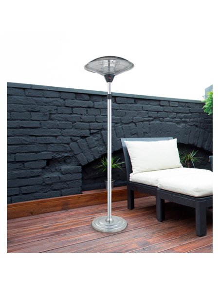 Calefactor Exterior C/pie Koel 2000w Plata 2potencias Antivuelco Ip34 200x60x60 Cm