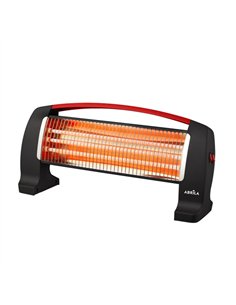Estufa Electrica Cuarzo Edipo 1200w Negro/rojo 3potencias Antivuelco 24x50x13 Cm