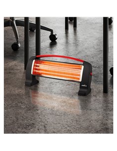 Estufa Electrica Cuarzo Edipo 1200w Negro/rojo 3potencias Antivuelco 24x50x13 Cm 2