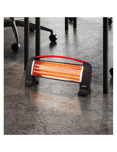 Estufa Electrica Cuarzo Edipo 1200w Negro/rojo 3potencias Antivuelco 24x50x13 Cm