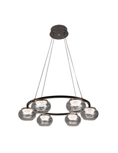 Colgante Pompeya 6l Negro 42w 3000-4000-6000k C/remoto Y Reg.intensidad 3780lm Regx67x67 Cm