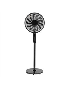 Ventilador De Pie Torbellino Negro 3velocidades 60w 13aspas Regx41x41 Display Oscilante