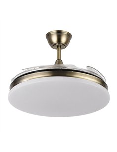 Ventilador Dc Tridente 59w Cuero 4aspas Desp 107d 6980lm Reg.intensidad Remoto+temporizador+memoria 3000-4000-6000k 2