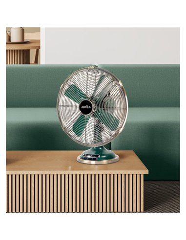 Ventilador Sobremesa Capitolio Oliva/cuero 37w 3velocidades 4asp Fijo Y Rotatorio 42x35x27cm