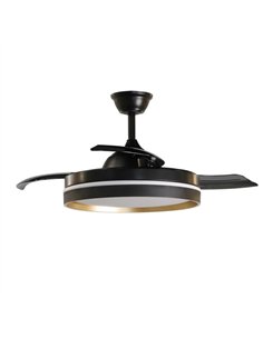 Ventilador Dc Mandarin Negro/oro 72w 3aspas 108d Reg.intensidad 7200lm 3000-4000-6500k Remoto+memoria+temporizador 2