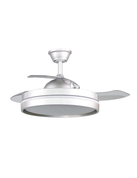 Ventilador Dc Mandarin  Plata 72w 3aspas 108d Reg.intensidad 7200lm 3000-4000-6500k Remoto+memoria+temporizador