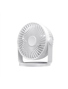 Miniventilador Sobremesa Bretaña Blanco 5w 3+1velocidades Recargable Alimentacion Usb Orientable 5aspas 17x15x11