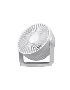 Miniventilador Sobremesa Bretaña Blanco 5w 3+1velocidades Recargable Alimentacion Usb Orientable 5aspas 17x15x11 2
