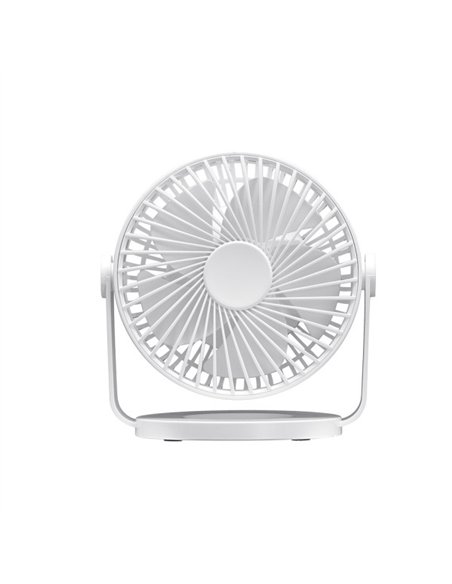 Miniventilador Sobremesa Bretaña Blanco 5w 3+1velocidades Recargable Alimentacion Usb Orientable 5aspas 17x15x11,5cm