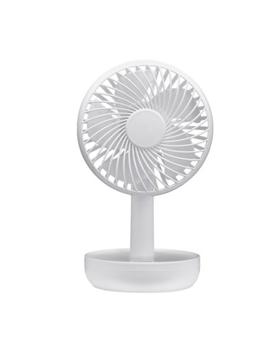 Miniventilador Inalambrico Sobremesa Lemosin Blanco 5w 3velocidades Recargable Alimen.usb Orientable 5asp 17x11x9cm Motor Dc