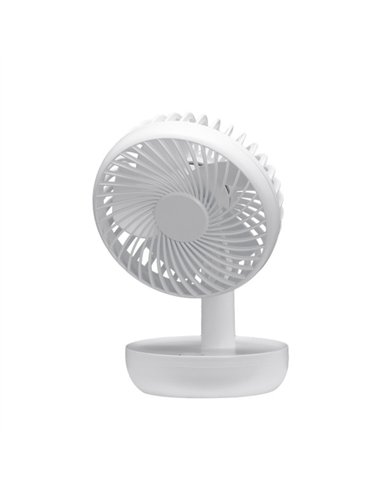 Miniventilador Inalambrico Sobremesa Lemosin Blanco 5w 3velocidades Recargable Alimen.usb Orientable 5asp 17x11x9cm Motor Dc