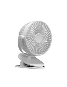Ventilador Sobremesa C/pinza Peñafiel Blanco 5w 3+1vel Recargable Alimentacion Usb 5aspas Motor Dc 18x16x13cm Inalambrico