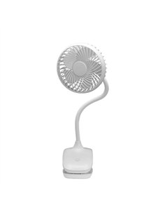 Ventilador Sobremesa C/pinza Sines Blanco 5w 3+1velocidades Recargable Alimen.usb 5asp Motor Dc 36x12